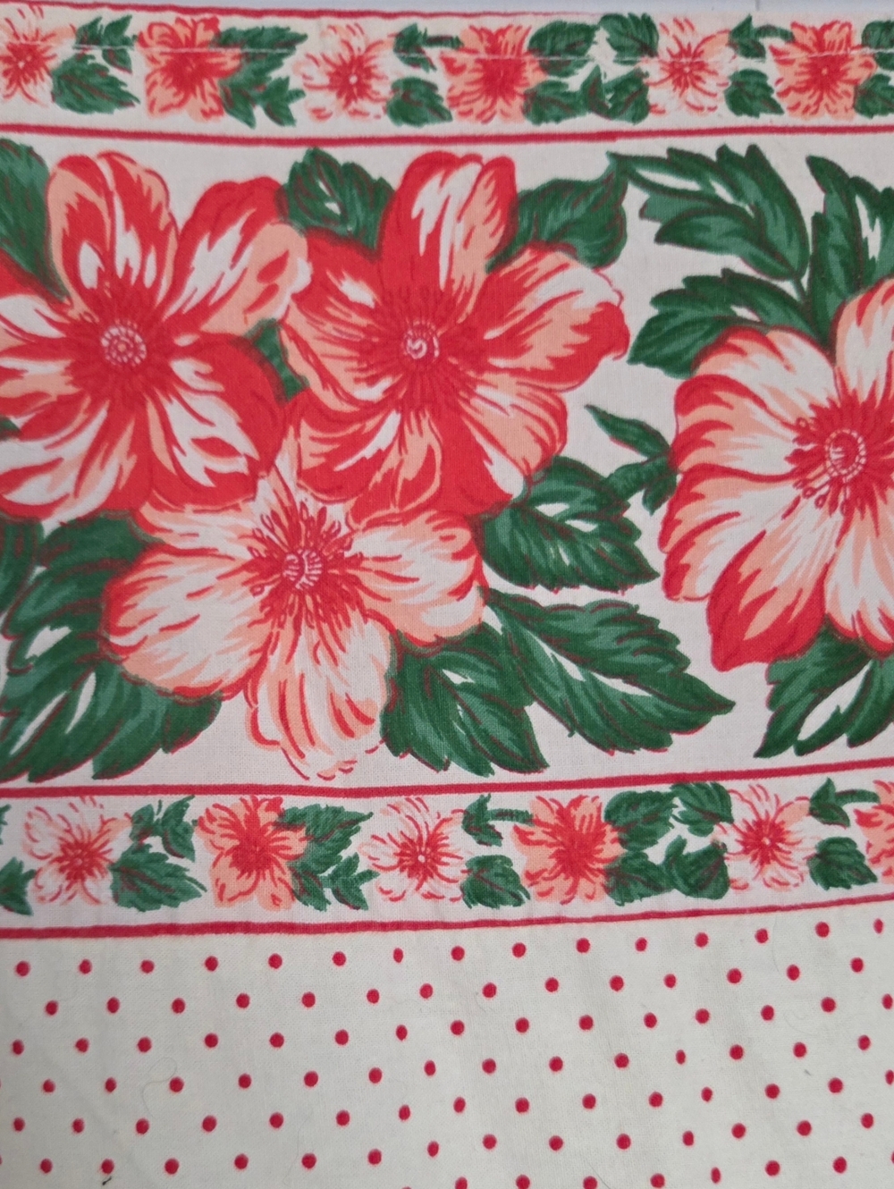 Vtg April Cornell Tablecloth JULY Floral Polkadot 48 X 56" Cotton Cottagecore - Picture 6 of 8